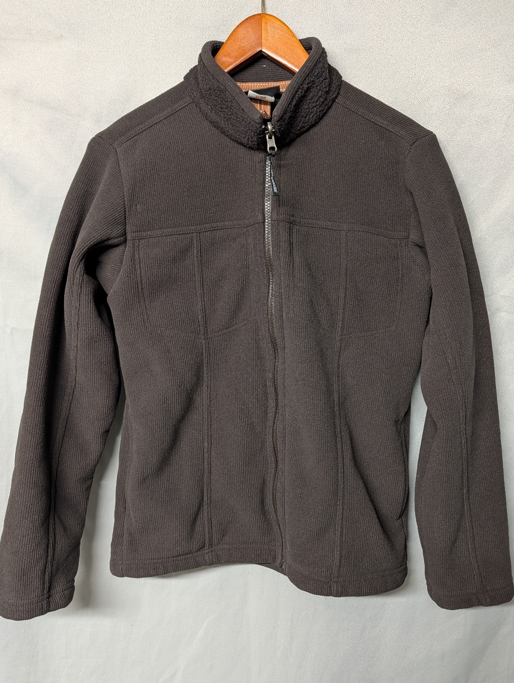 Patagonia Women's  Brown Quilted Knit Jacket Full Zip Lined Fleece Size Medium